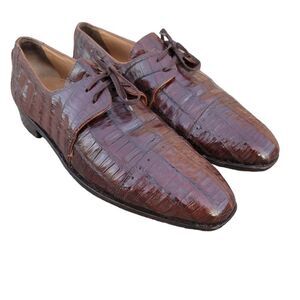 Vtg David  Eden Men's Oxford Shoes Size 11.5 Brown  Geniune Alligator Cap Toe